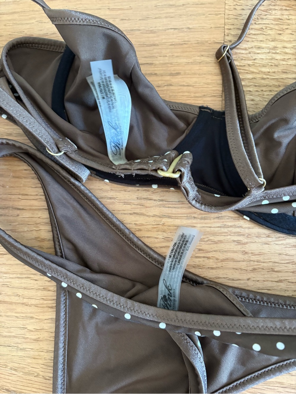 Frankie's Bikinis Brown with White Polka Dot Bikini - Picture 4 of 4